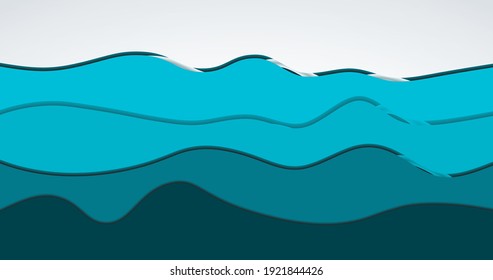 Sea ocean waves flat background.