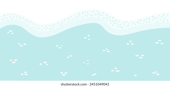 Sea, ocean waves lapping on shore, seaside top view on transparent background. Hand drawn flat style design, vector backdrop. Summer print, seasonal element, holidays, vacations, outdoors, beach