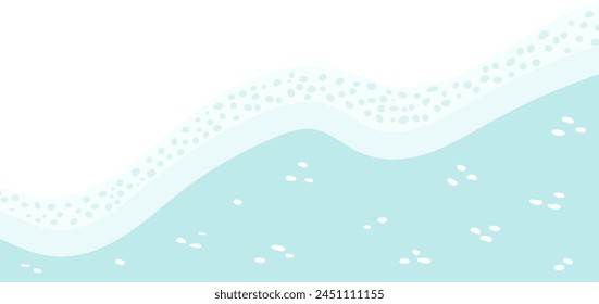 Sea, ocean waves lapping on shore, seaside top view on transparent background. Hand drawn flat style design, vector backdrop. Summer print, seasonal element, holidays, vacations, outdoors, beach