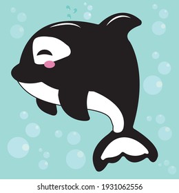 Sea ocean wildlife animal Orca whale vector 