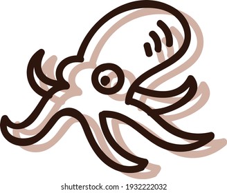 Opulpo marino, ilustración, vector sobre fondo blanco.
