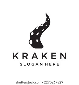 Sea octopus or kraken hipster logo template isolated on background.