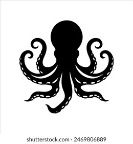 Sea octopus silhouette isolated on white background. Octopus icon vector illustration design.