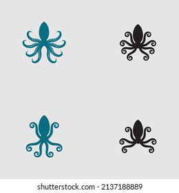 sea ​​animal octopus, underwater sea creature with and long tentacles. Water kraken, cephalopod character with big eyes and antennae in various poses, isolated vector set