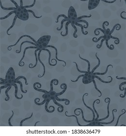 sea octopuses - marine stylish seamless pattern for print on textiles