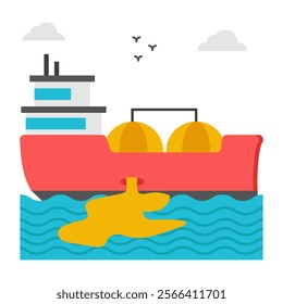 Sea oil spill icon, editable vector