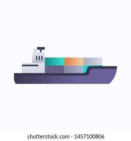 sea oil tanker cargo container ship icon transportation concept white background flat
