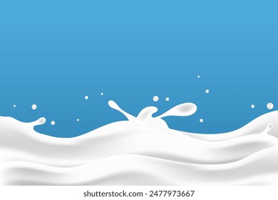 sea ​​of ​​milk on a blue background. additional milk theme design elements