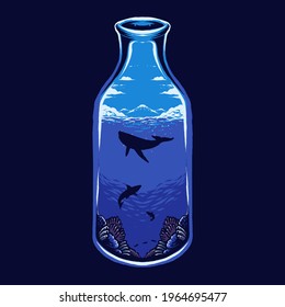the sea on the bottle illustration