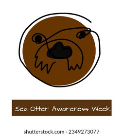 sea ​​otter one continuous line drawing. Sea Otter Awareness Week on September 19-25