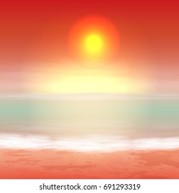 Sea orange sunset. Tropical summer background. EPS10 vector.