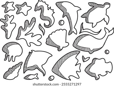 sea ornament hand draw style