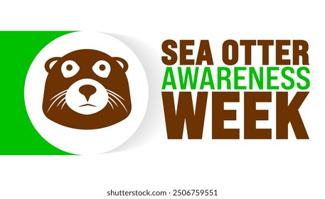 Sea Otter Awareness Week is observed every year in September. Holiday concept. Template for background, banner, card, poster, placard, design template with unique shapes with standard color.