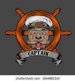 Sea Otter Captain Design For T-Shirt Print.Sailor Man Vintage Design