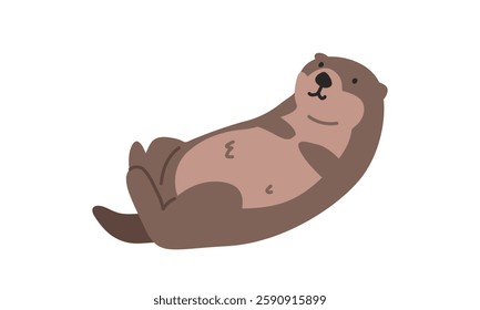 Sea otter cartoon clipart. Cute sea otter vector illustration. Animal in flat style. Sea animals concept isolated on white background