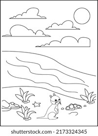 Sea otter coloring page for Kids premium vector