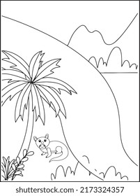 Sea otter coloring page for Kids premium vector