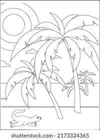 Sea otter coloring page for Kids premium vector