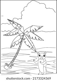 Sea otter coloring page for Kids premium vector