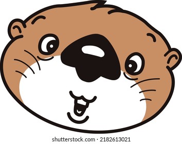 Sea otter face with a cute expression