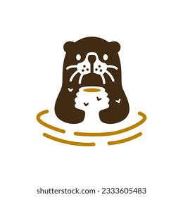 Sea Otter Honey Bee Hive Logo Vector Icon Illustration