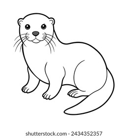 Sea Otter illustration coloring page for kids