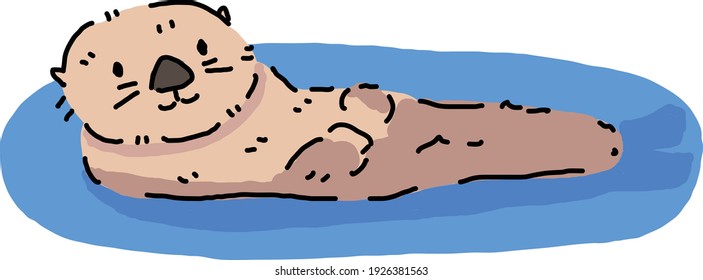 Sea otter illustration rough cute kawaii 