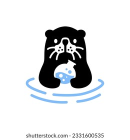 Sea Otter Lab Laboratory Logo Vector Icon Illustration