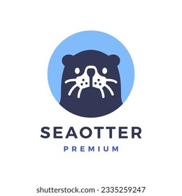 Sea Otter Logo Round Mascot Cartoon vector Icon Illustration