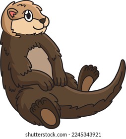 Sea Otter Marine Animal Cartoon Colored Clipart 