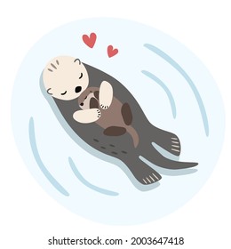 Sea Otter Mother And Baby