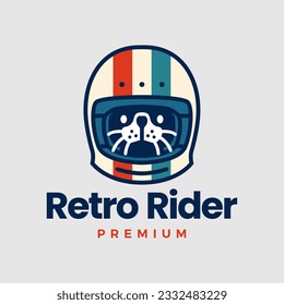 Sea Otter With Retro Helmet Rider Logo Vector Icon Illustration