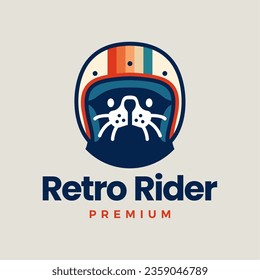 Sea Otter With Retro Helmet Rider Logo Vector Icon Illustration