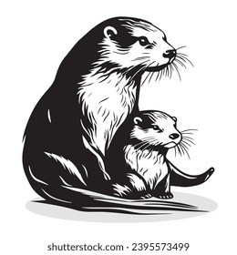 Siluetas e iconos de Sea Otter. color plano negro simple elegante Sea Otter animal vector e ilustración.