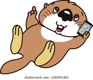 Sea otter with a smartphone