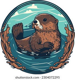 A Sea Otter Vector Logo Vector Art