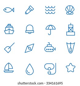 sea outline icon set vector illustration eps 10