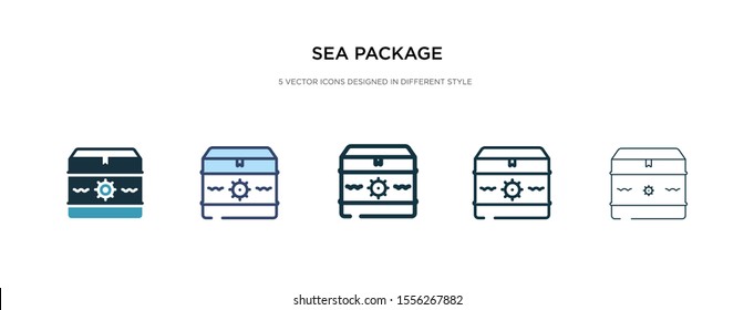 sea package icon in different style vector illustration. two colored and black sea package vector icons designed in filled, outline, line and stroke style can be used for web, mobile, ui