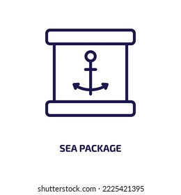 sea package icon from nautical collection. Thin linear sea package, sea, package outline icon isolated on white background. Line vector sea package sign, symbol for web and mobile