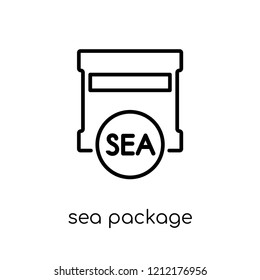 sea Package icon. Trendy modern flat linear vector sea Package icon on white background from thin line Nautical collection, editable outline stroke vector illustration