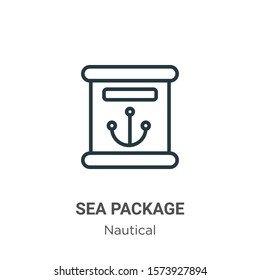 Sea package outline vector icon. Thin line black sea package icon, flat vector simple element illustration from editable nautical concept isolated on white background