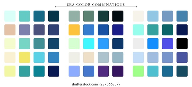 Sea palette. Trend color palette guide template. An example of a color palette. Forecast of the future color trend. Match color combinations. Vector graphics. Eps 10.