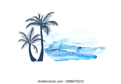 The sea and palm trees. Vector illustration