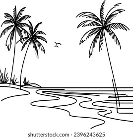 sea palms beach vector island