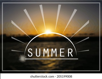 Sea Palms sunset. Vector