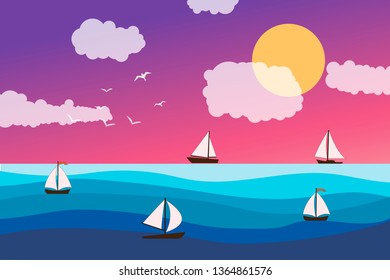 Sea Panorama Tropical Beach Summer Landscape Stock Vector (royalty Free 