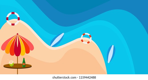 Sea panorama, Tropical beach vector background