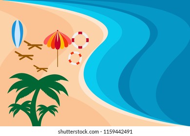 Sea panorama, Tropical beach vector background