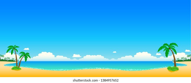 Sea panorama, Tropical beach vector background. Vector sea beach.