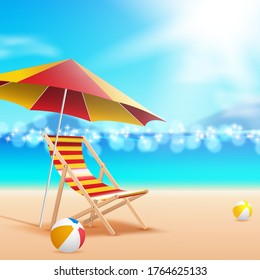 Sea panorama, Tropical beach vector background. vector illustration